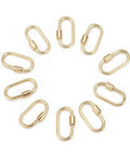 Golden Screw Carabiner Lock Charms Set For Jewelry Making Brass Oval Quick Clasp Connectors 10 Pcs Durable Jewelry Findings
