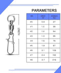 Beefed Up High Strength Fishing Swivels Set Stainless Steel Tackle Snaps Locking Connectors For Saltwater Lures, Heavy Duty Snap Swivels, 25 Count, 27 Lb Capacity, Corrosion Resistant Gear For Freshwater And Saltwater, size chart