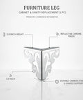 Sturdy Heavy Duty Carbon Steel S Shaped Cabinet And Vanity Leg Replacement For Base Cabinets And Vanities With 5.9 Inch Height In Chrome Finish