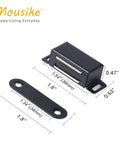 Heavy Duty Cabinet Magnets Set Black 8 Pack Magnetic Door Catch Stainless Steel dimensions shown for kitchen use.