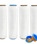 Heavy Duty 80 Gauge Clear Stretch Film Rolls, 4 Rolls, 18 Inch By 1500 Feet Each, Industrial Strength Packing Wrap, holder included