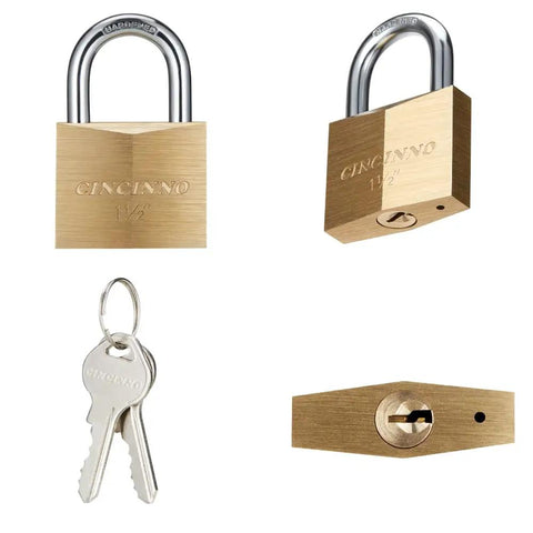 Heavy Duty Brass Padlock With Key One And Nine Sixteenth Inch Wide Body Two Pack Keyed Alike Locker Locks