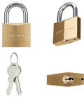 Brass Padlock Set Of 16 Keyed Alike With 32 Keys, Beefy Weatherproof One And A Quarter Inch Wide Lock Bodies, 2.6 Inch Shackle