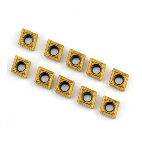 Set of 10 Carbide Turning Inserts CCMT060204 Multilayer Coated For CNC Lathe Turning Fast Cutting Speeds Long Life Low Friction