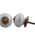 Sleek Grey Ceramic Drawer Knobs For Kitchen Cabinets And Dressers Featuring Dotted Finishes with rustic metal handles.