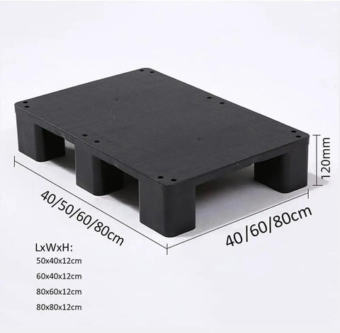 Beefy Heavy-Duty Plastic Pallet For Industrial Warehouse Storage Moisture-Resistant Cargo Platform 40x50x12 Cm Black