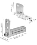 Refrigerator Door Hinge Replacement With Adjustable Freezer Pivot Hinge For Stable And Smooth No Fuss Commercial Freezer Door Operation 4.44 By 2.83 By 0.98 Inch Heavy Duty Metal Build, showing silver metal hinge with dimensions labeled, designed for stable door movement.