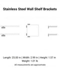 Beefy Heavy Duty Black Triangular Wall Shelf Bracket Made From Solid Stainless Steel 0.16 Inch Thick ideal for storage