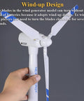 Wind Turbine Model Toy Kit With Wind Up Blades 21.65 Inch Tall Tower Realistic 3 Blade Generator in hand