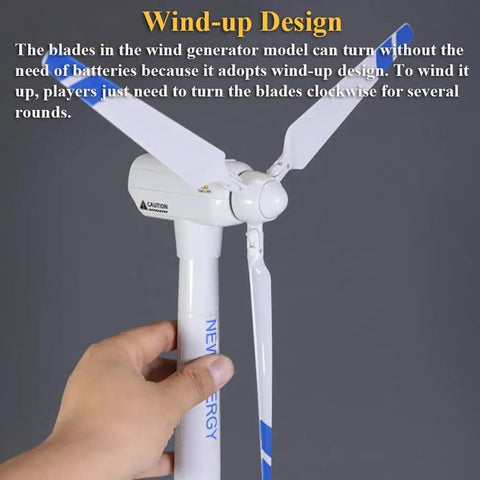 Wind Turbine Model Toy Kit With Wind Up Blades 21.65 Inch Tall Tower Realistic 3 Blade Generator in hand