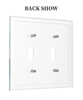 Back view of Blue And Gold Marble Texture Double Gang Toggle Light Switch Cover With Elegant Wall Plating.