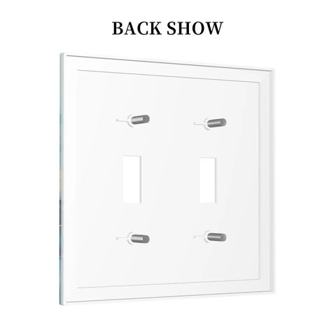 Back view of Blue And Gold Marble Texture Double Gang Toggle Light Switch Cover With Elegant Wall Plating.