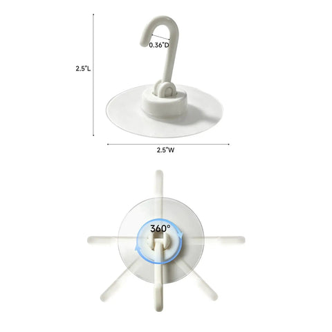 Eight Pack Of Solid White Adhesive Ceiling And Wall Hooks Delivers Zero Sweat Damage Free Mounting To Keep Your Living Area Clean While Hangin Lightweight Decor String Lights And Daily Gear, showing top and bottom views.