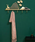 Tough Metal Wall Hook Heavy Duty Coat Rack With Extra Spacious Storage For Keys Umbrellas Coats And Hats mounted with a pink scarf.