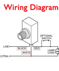 Wiring diagram for Two Pack Outdoor No Fuss Light Control Sensor Switches With Dusk To Dawn Photocell, 120V AC installation.