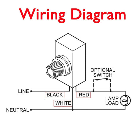 Wiring diagram for Two Pack Outdoor No Fuss Light Control Sensor Switches With Dusk To Dawn Photocell, 120V AC installation.