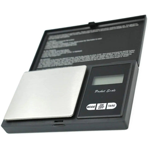 Mini Stainless Steel Digital Pocket Scale 0.01g To 500g With Tare Function Blue Backlit LCD Portable Gram Balance open view