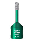 Diamond core drill bit, green, by Mgtgbao, 5/8-11 thread, 3/16in (5mm) shank for drilling porcelain tile and stone