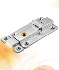 Stainless Steel Automatic Spring Safety Lock Door Latch for Bathroom, durable metallic latch with spring mechanism and bolt.