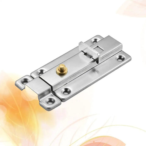 Stainless Steel Automatic Spring Safety Lock Door Latch for Bathroom, durable metallic latch with spring mechanism and bolt.