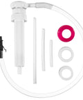 Front view of Bzcovac 30cc hand oil transfer pump kit with clear tubing and adapters for gallon bottles