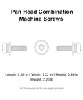 Top Tier 304 Stainless Steel Pan Head Combo Screws With Integrated Washers, M1.6 To M2 Micro Assortment, dimensions and specifications