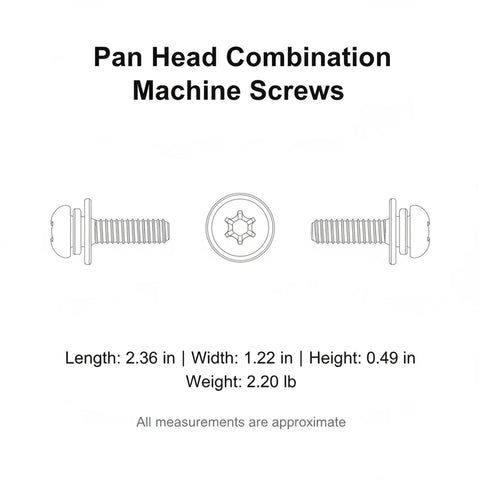 Top Tier 304 Stainless Steel Pan Head Combo Screws With Integrated Washers, M1.6 To M2 Micro Assortment, dimensions and specifications