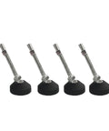 Rock Solid Adjustable Leveling Feet Four Pack Universal Furniture Support Legs with M8 M10 Thread and swivel base design.