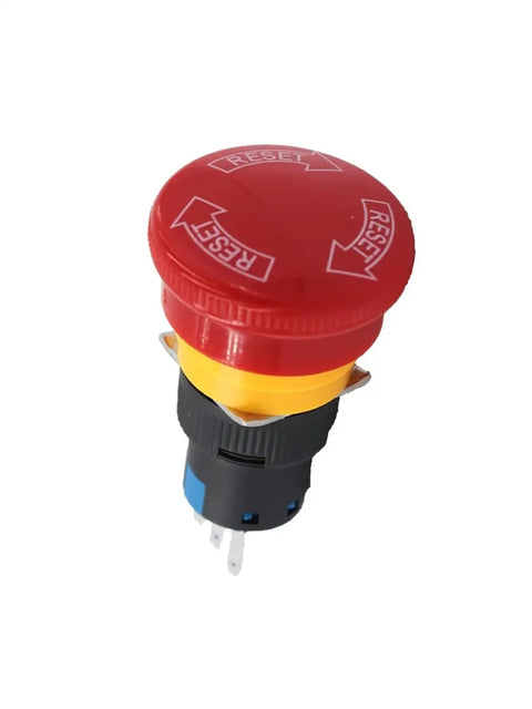 Mushroom Head Emergency Stop Push Button Switch 16mm Turn To Reset 1NO 1NC With Cover for machinery safety