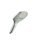 Raindance Select E120 Handheld Shower Head in Brushed Nickel, 2.5 GPM Flow, 3 Spray Modes for Custom Shower, angled view