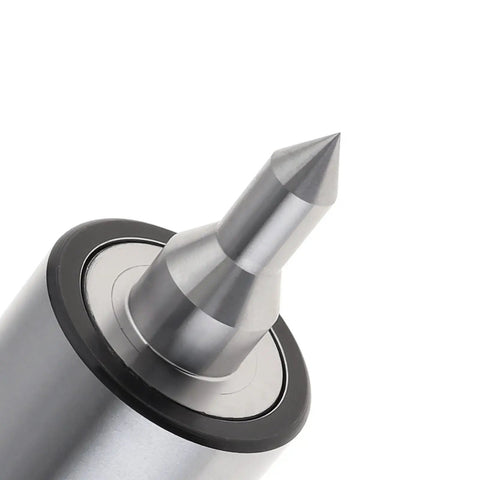 Close-up of 60 Degree Live Revolving Center Pro Grade Carbon Steel High Precision Lathe Tailstock CNC Tool For Lathe Chuck Machine.