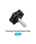 Heavy Duty Clamping Handle Screw Knobs Set M6x20mm, Metal Star Shape Grips, 2 Pack For Housing Construction, close-up view