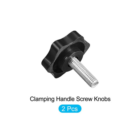 Heavy Duty Clamping Handle Screw Knobs Set M6x20mm, Metal Star Shape Grips, 2 Pack For Housing Construction, close-up view