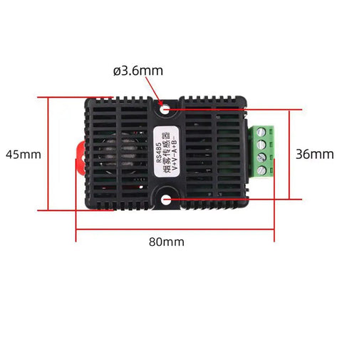 Indoor Din Rail Smoke Detector Transmitter With RS485 Link And Dual Thermal Infrared Sensors That Are Hella Reliable For Quick Wall Mount Setups On Commercial Fire Safety Grids Today, front view with dimensions.