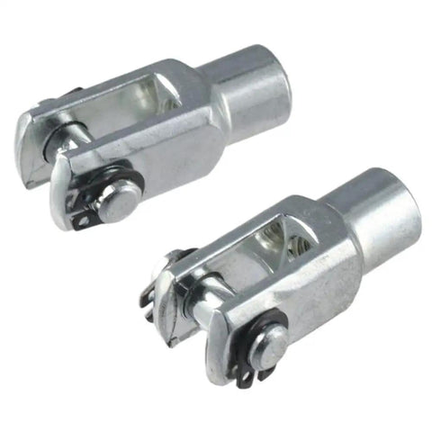Heavy Duty Iron Air Cylinder Rod Clevis End Y Connector 28mm Length M6x1 Female Thread 2 Pack Durable Pneumatic Joint For 16mm Bore Cylinders Built Tough, two silver clevis ends