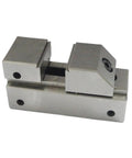Heavy Duty Bench Vise With Swap Out Jaw Faces And V Groove Clamping, steel jaw assembly for precise CNC milling setup.