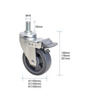 Heavy Duty Industrial Caster Wheels With Brake And Swivel MX Threaded Stem TPE Rubber Workbench Casters for cart wheels