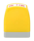 Straight Up Pre Inked Stamp With Sharp Red Ink For Instant On Time Notices Smooth Self Inking Office Staple, yellow frame.