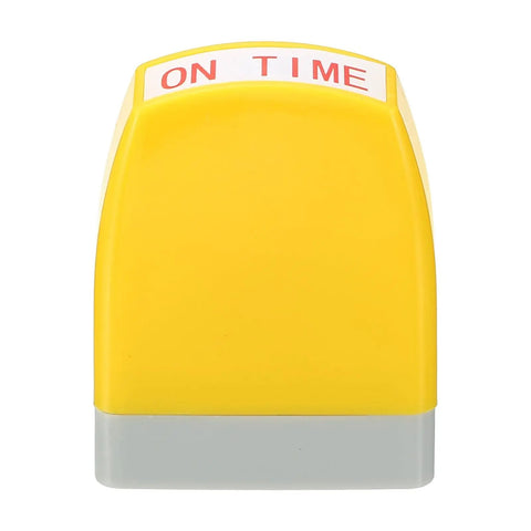 Straight Up Pre Inked Stamp With Sharp Red Ink For Instant On Time Notices Smooth Self Inking Office Staple, yellow frame.