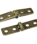 Pro Grade Antique Bronze Folding Butt Hinges With Matching Screws For Doors Cabinets And Jewelry Boxes Straight Up Durable Zinc Alloy Vintage Hardware Slick Swing, showing two compact hinges.