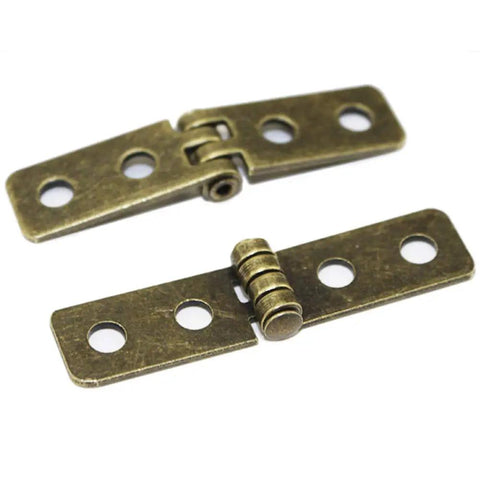 Pro Grade Antique Bronze Folding Butt Hinges With Matching Screws For Doors Cabinets And Jewelry Boxes Straight Up Durable Zinc Alloy Vintage Hardware Slick Swing, showing two compact hinges.
