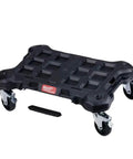 Milwaukee PACKOUT Dolly Electrical Utility Cart Black 250lb Impact Resist Polymer Construction Locking Casters Heavy Duty moving cart with swivel wheels