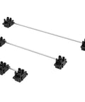 Hella Quiet Plate Mount Keyboard Stabilizers V3 With Pre Clipped Stem To Kill Wire Wobble And Keep Typing Smooth As Butter In Black Silver Finish for 2U 6U 7U keys on custom boards display.