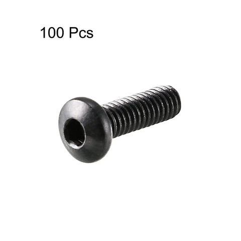 M2.5 X 8MM Button Head Hex Socket Cap Screw Bolts 100 Piece Set for heavy-duty use, premium alloy steel with slick black coating.