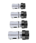 Premium 1Pc Precision ER20 ER25 Chuck Collet Spindle And DIY Motor Shaft Extension Rod, four collets in different sizes, steel construction.