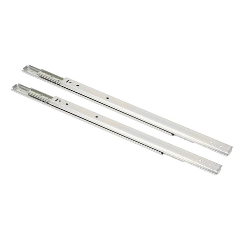 Rugged Three Fold Full Extension Drawer Slides Side Mount 400mm Ball Bearing Runners For Cabinets RVs Medical Carts And Electronics Enclosures Zinc Plated Steel With Smooth Glide shown in a pair