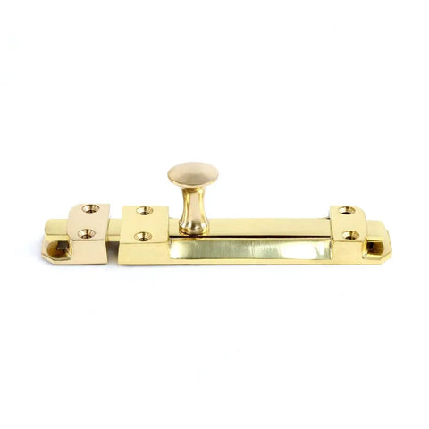 6 Inch Brass Slide Bolt Door Latch With Mounting Hardware for Interior or Exterior Doors, heavy duty smooth sliding.