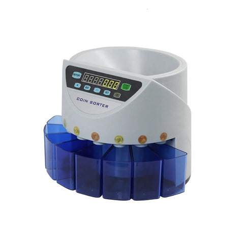 Smooth Operating Money Counter Machine With Automatic Coin Sorter And Eight Money Tubes Led Display for efficient cash handling.