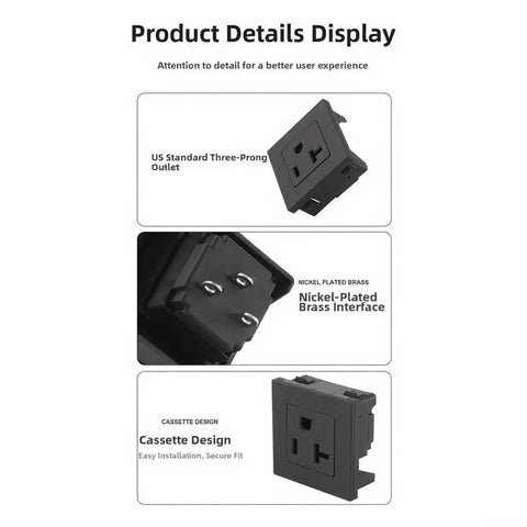 Heavy Hitter 20A AC Socket 5-15R Three Prong Outlet Built Tough With Flame Retardant PA66 Housing shown from multiple angles.