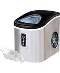 Hassle Free Countertop Ice Maker Machine Rolling Out Twenty Six Pounds Of Fresh Cubes Daily serving ice with sleek silver design and clear viewing window.